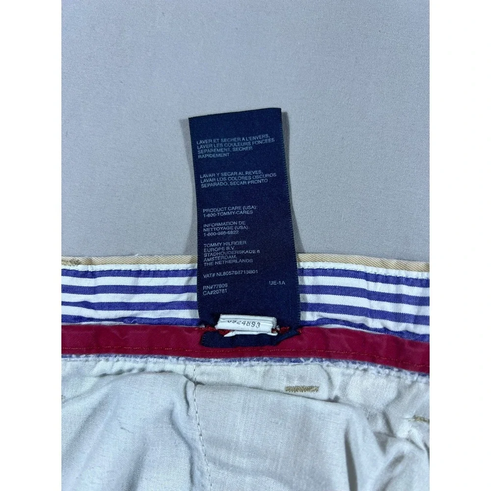 Tommy Hilfiger Mens Pleated Chino Pants Khaki Tan 42x30 Cotton Twill Trousers